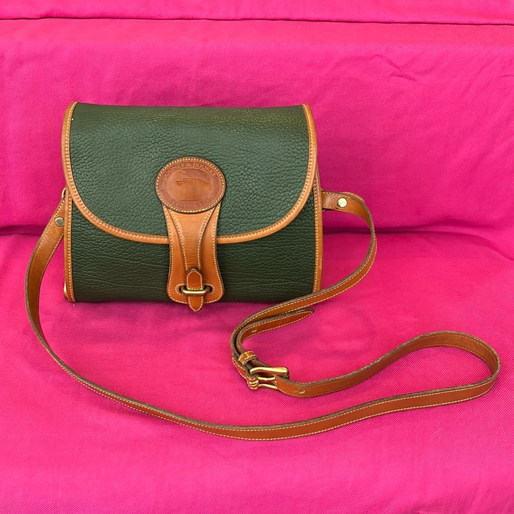 Dooney and Bourke Vintage Ivy Green & Tan All Weather Leather Essex Bag